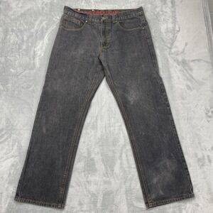 Linea Uomo Jeans Mens 36x32 Gray Denim Dark Wash Relaxed Fit Straight Leg Preppy